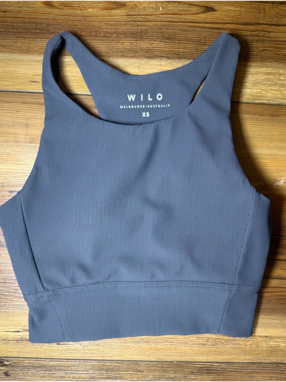 WILO Ribbed Sports Bra Womens XS Gray Cutout Back Yoga Athletic Crop Top